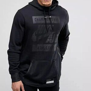 NIKE AIR | Black Unisex Hoodie Pullover Slim Fit Sweatshirt Side Zip Athletic S